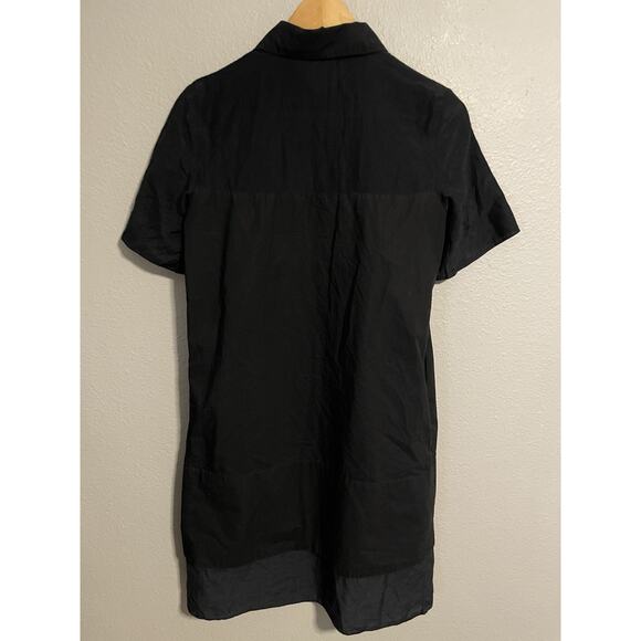 COS Womens Poplin Tunic Shirt Dress Size 2 Black Silk Blend Button Up Modern - Picture 3 of 8